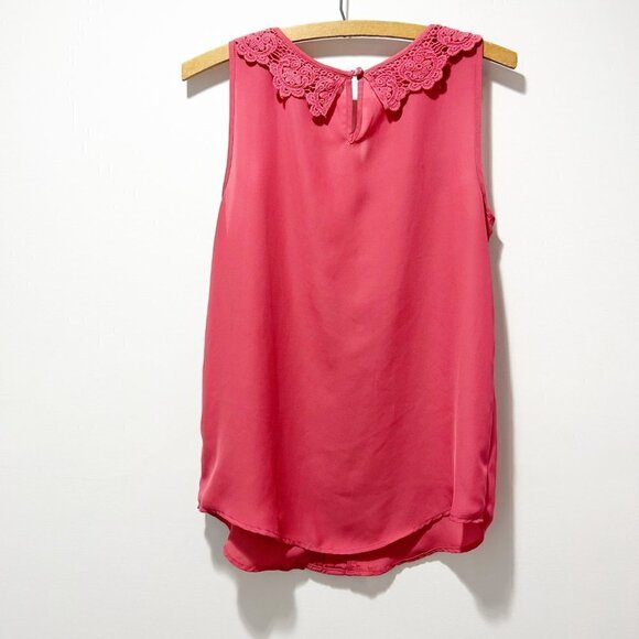 🌷SALE LC Lauren Conrad Peter Pan Collar Sleeveless Top Size Small Coral Pink - Picture 6 of 13